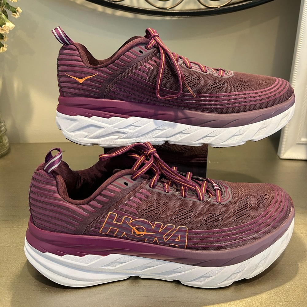 Hoka Women's Plum and Orange Athletic Running Shoes